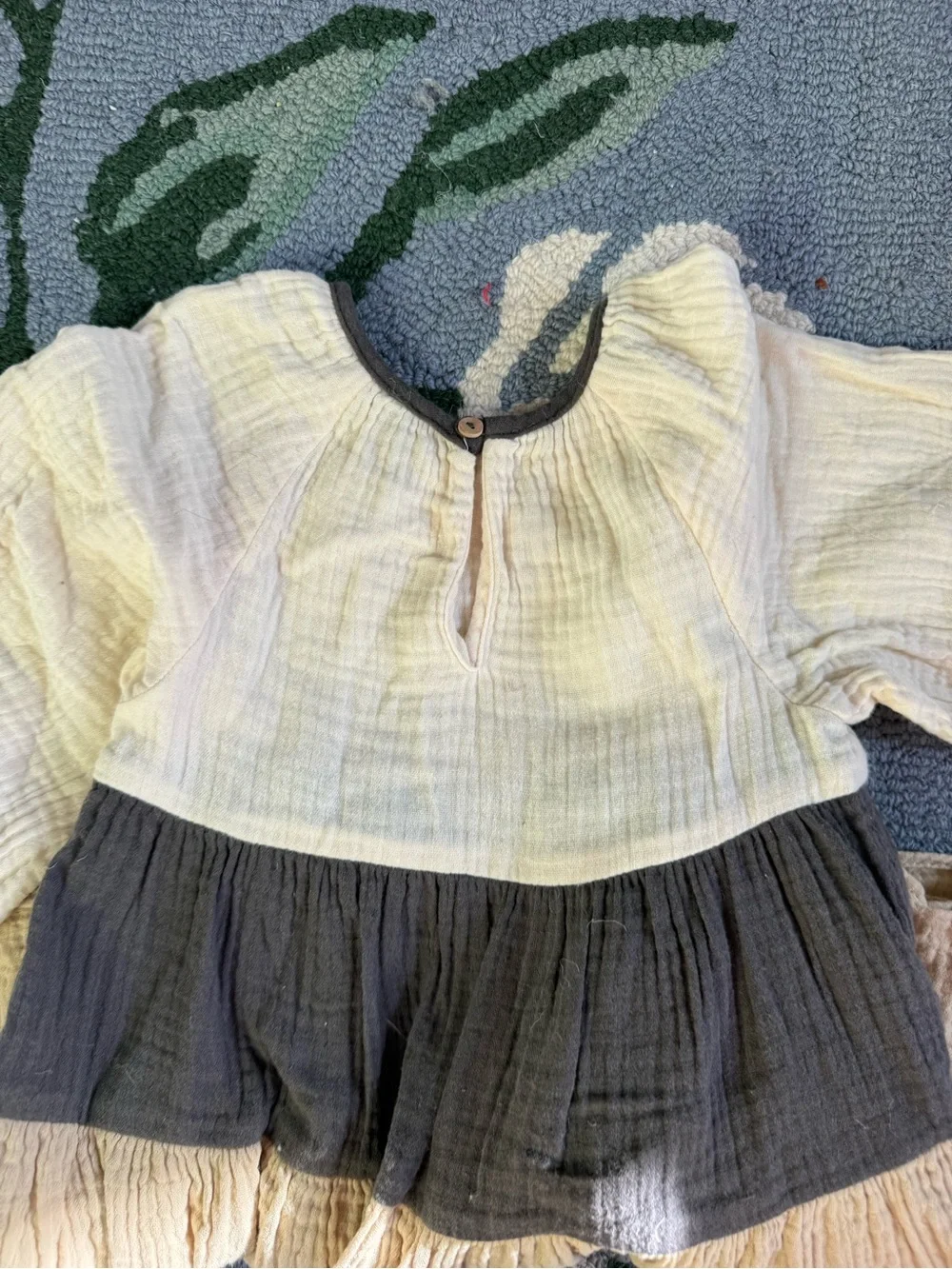 Zara Cream and Dark Brown Tiered Gauze Dress